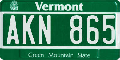 VT license plate AKN865