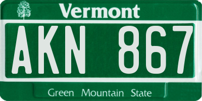 VT license plate AKN867