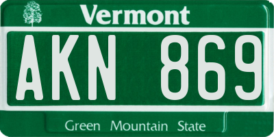 VT license plate AKN869