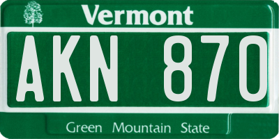 VT license plate AKN870