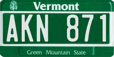 VT license plate AKN871