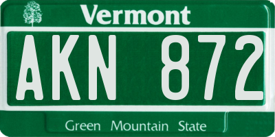 VT license plate AKN872