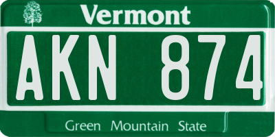 VT license plate AKN874
