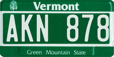 VT license plate AKN878