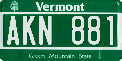 VT license plate AKN881