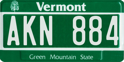 VT license plate AKN884