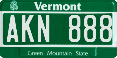 VT license plate AKN888