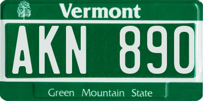 VT license plate AKN890