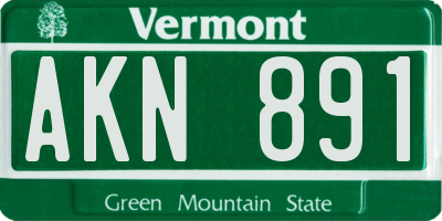 VT license plate AKN891