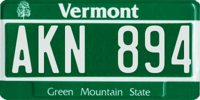 VT license plate AKN894