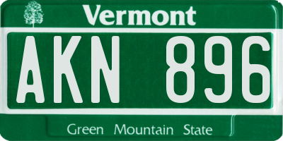 VT license plate AKN896