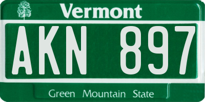 VT license plate AKN897