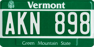 VT license plate AKN898