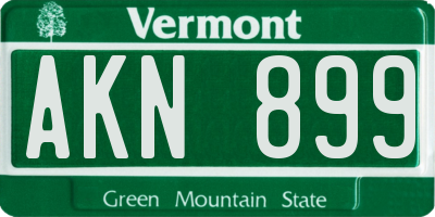 VT license plate AKN899