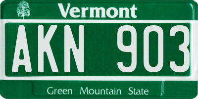 VT license plate AKN903