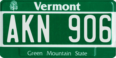 VT license plate AKN906