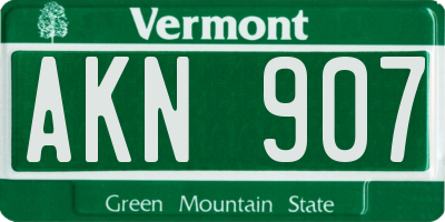 VT license plate AKN907