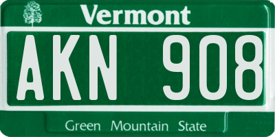 VT license plate AKN908