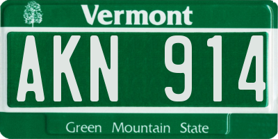 VT license plate AKN914