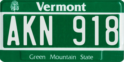 VT license plate AKN918