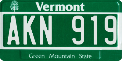 VT license plate AKN919
