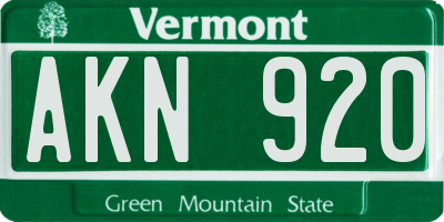 VT license plate AKN920