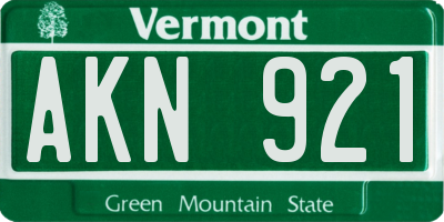 VT license plate AKN921