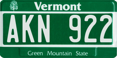 VT license plate AKN922