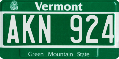 VT license plate AKN924