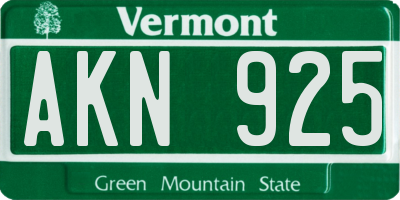 VT license plate AKN925