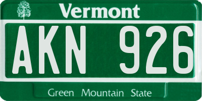VT license plate AKN926