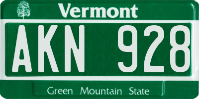 VT license plate AKN928