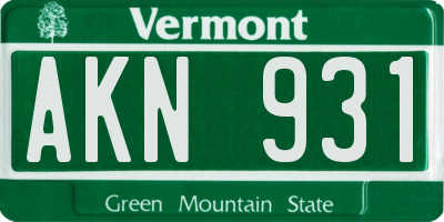 VT license plate AKN931
