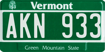 VT license plate AKN933