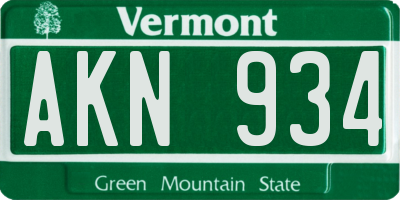 VT license plate AKN934