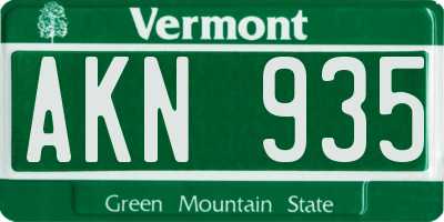 VT license plate AKN935