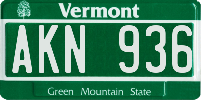 VT license plate AKN936