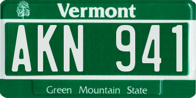 VT license plate AKN941
