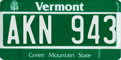 VT license plate AKN943