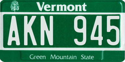 VT license plate AKN945