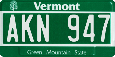 VT license plate AKN947