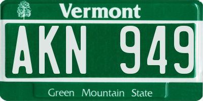 VT license plate AKN949