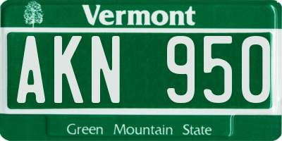 VT license plate AKN950