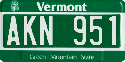 VT license plate AKN951