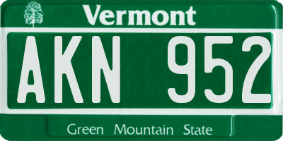 VT license plate AKN952