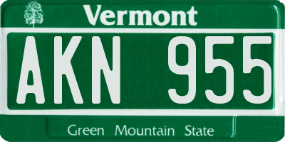 VT license plate AKN955