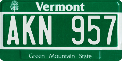 VT license plate AKN957