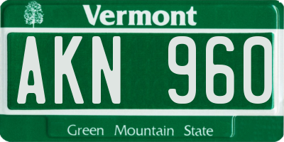 VT license plate AKN960