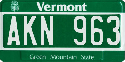 VT license plate AKN963