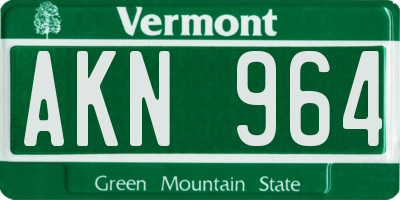 VT license plate AKN964